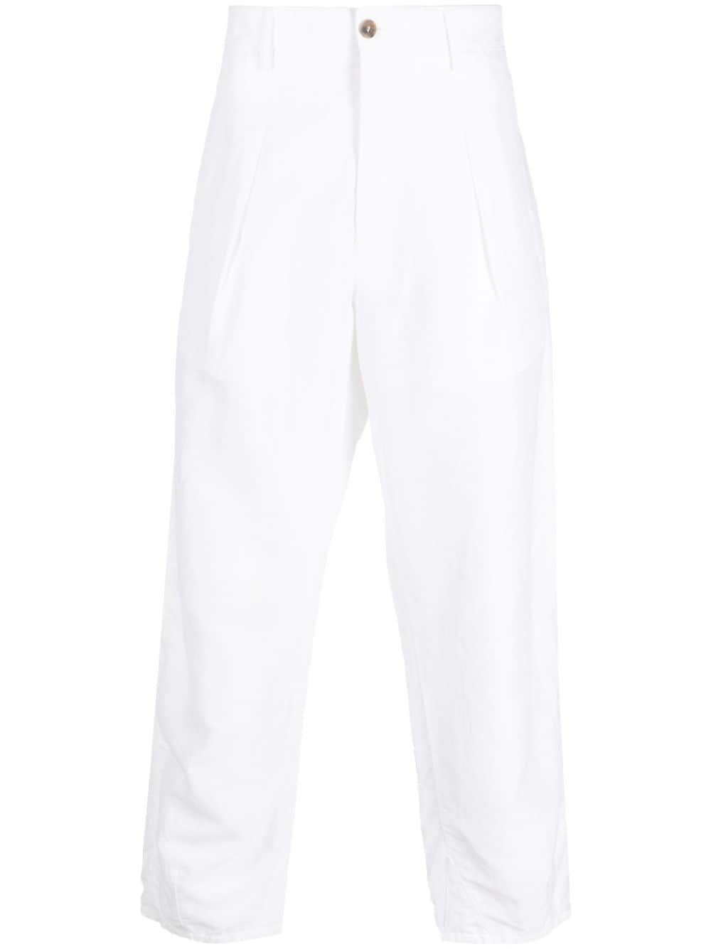 Giorgio Armani pleat-detail cropped trousers - White von Giorgio Armani