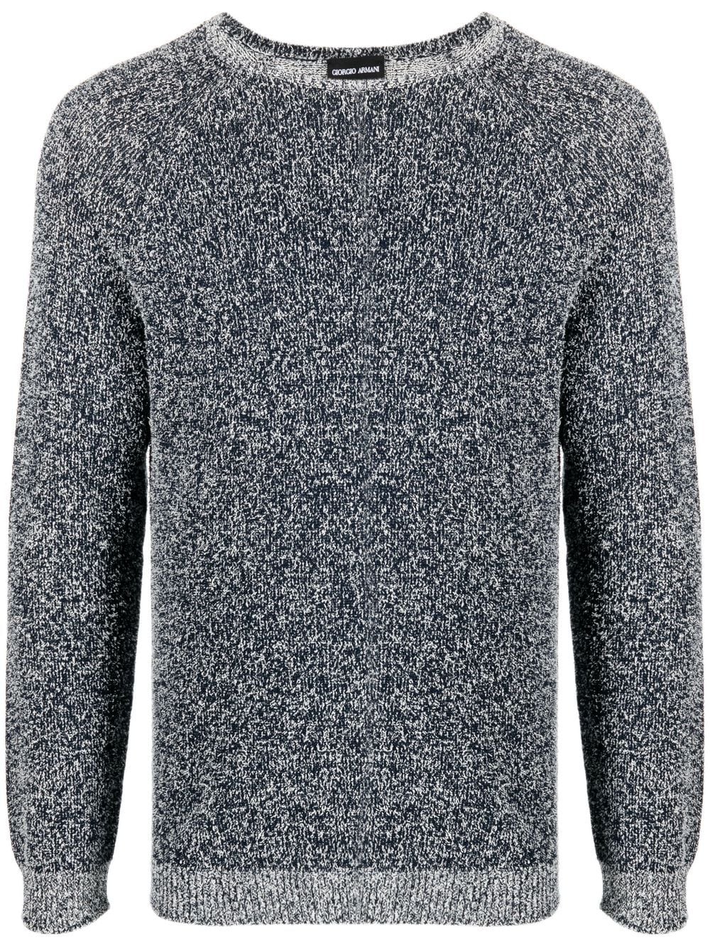 Giorgio Armani ribbed crew-neck jumper - Blue von Giorgio Armani