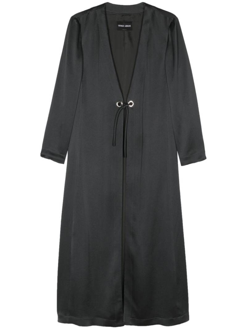 Giorgio Armani satin silk maxi coat - Grey von Giorgio Armani