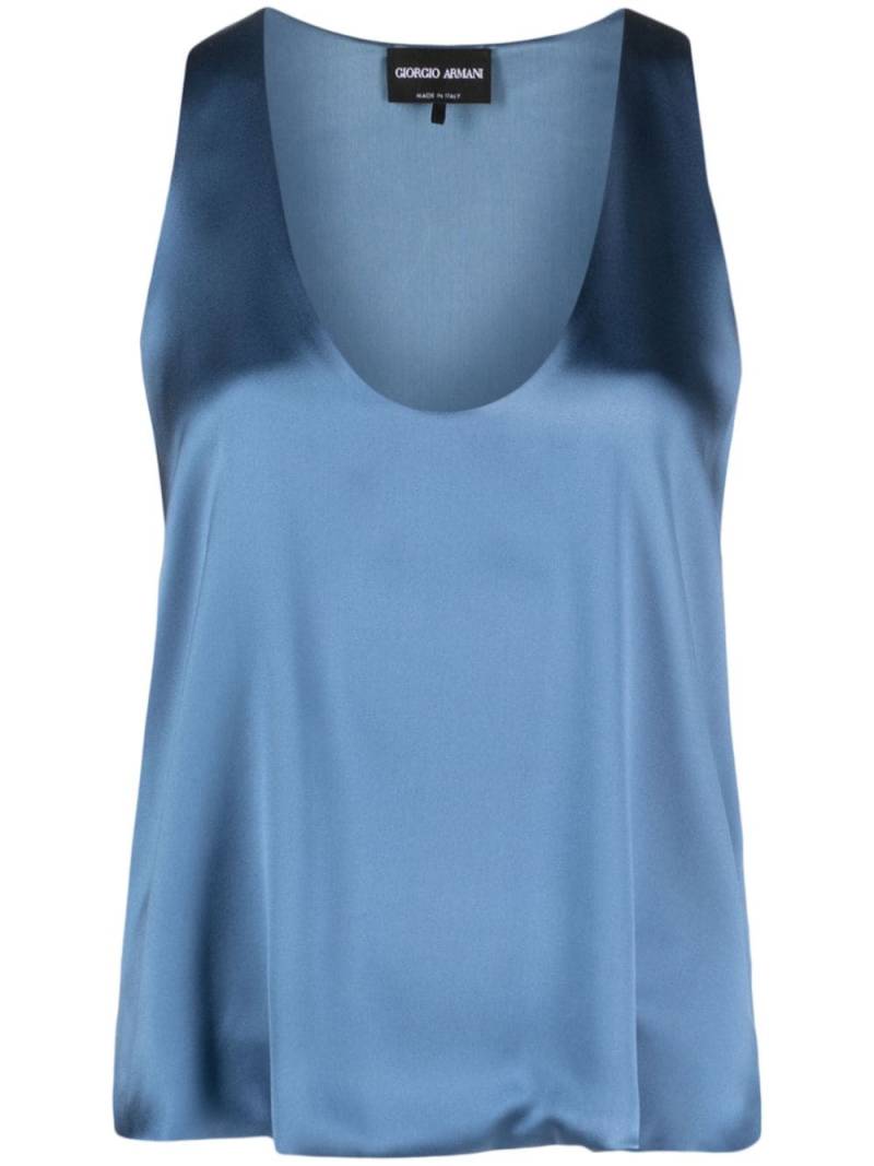 Giorgio Armani scoop-neck satin tank top - Blue von Giorgio Armani