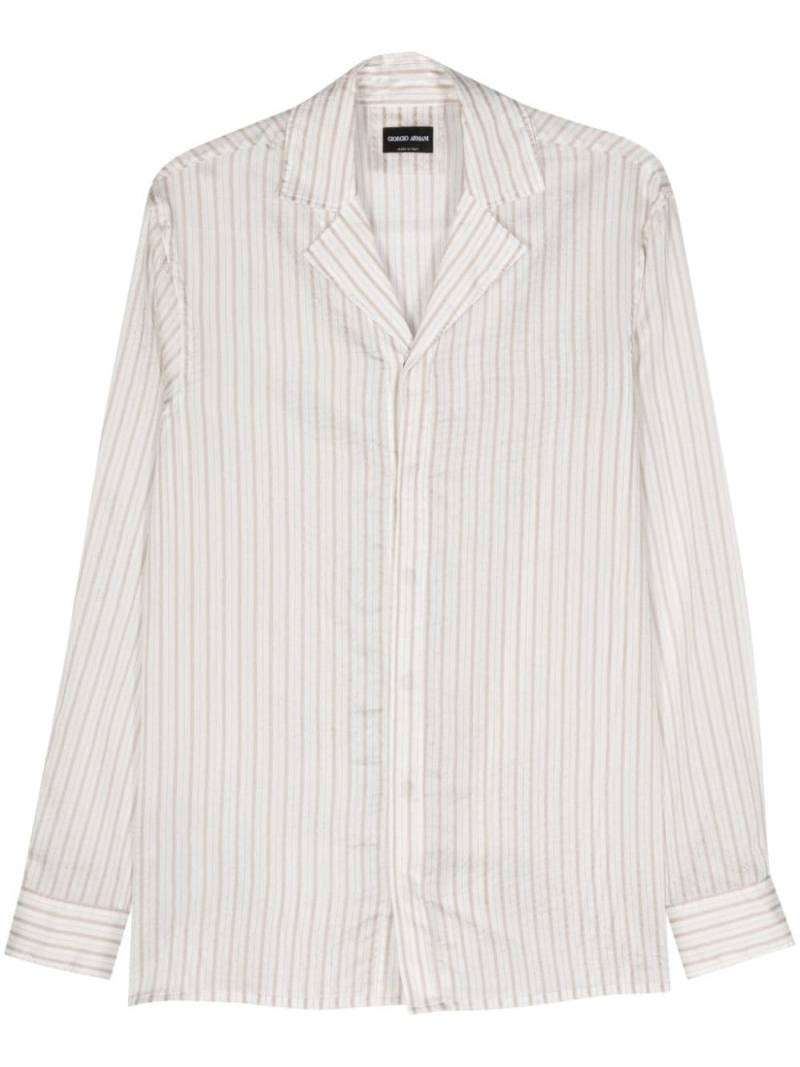 Giorgio Armani semi-sheer striped shirt - White von Giorgio Armani
