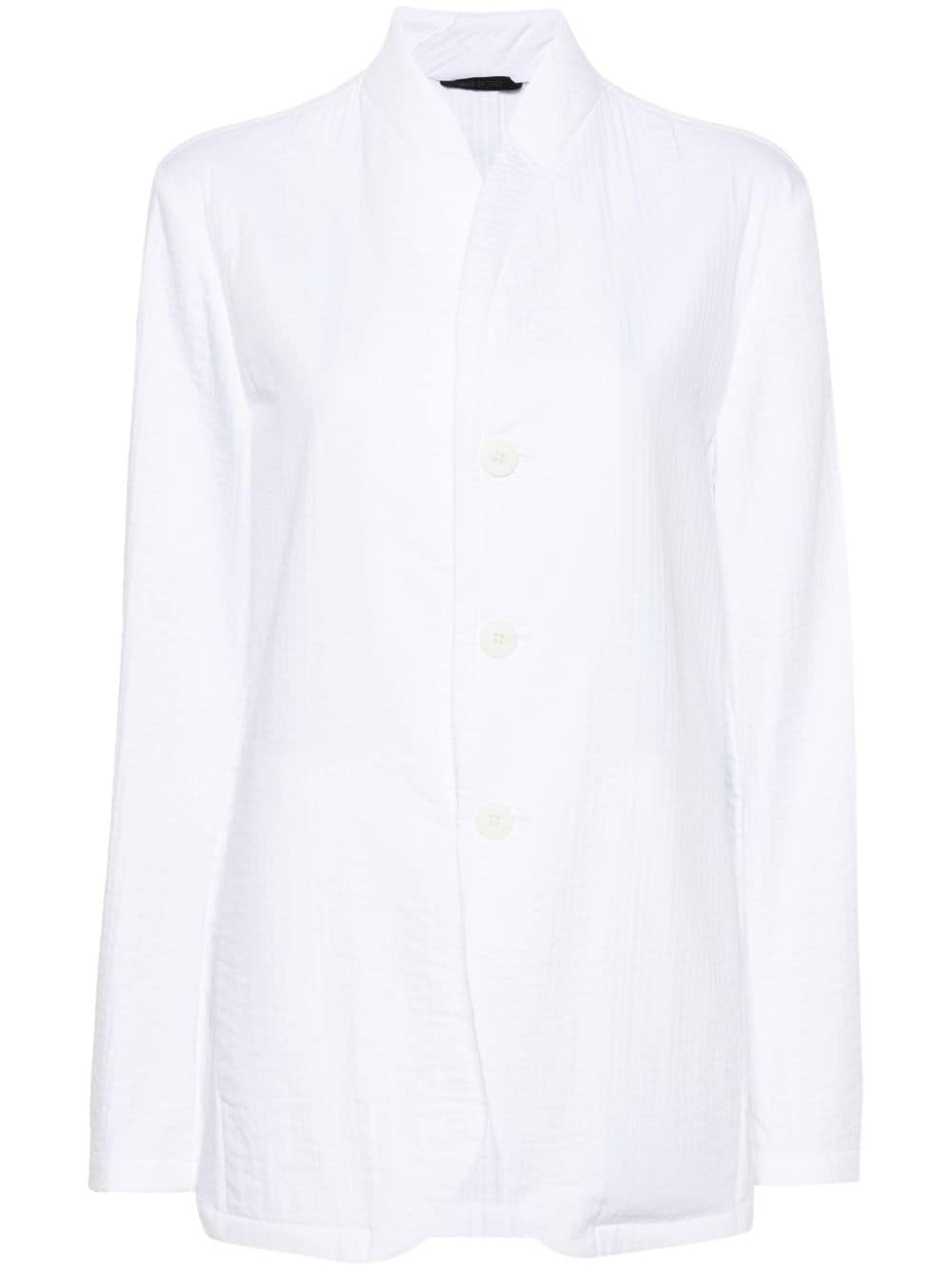 Giorgio Armani single-breasted seersucker jacket - White von Giorgio Armani