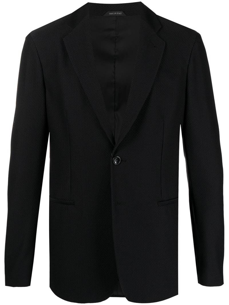 Giorgio Armani single-breasted textured blazer - Black von Giorgio Armani