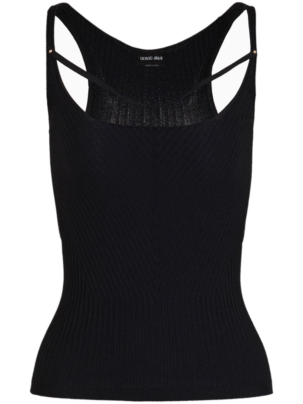 Giorgio Armani strap-detail ribbed-knit top - Black von Giorgio Armani