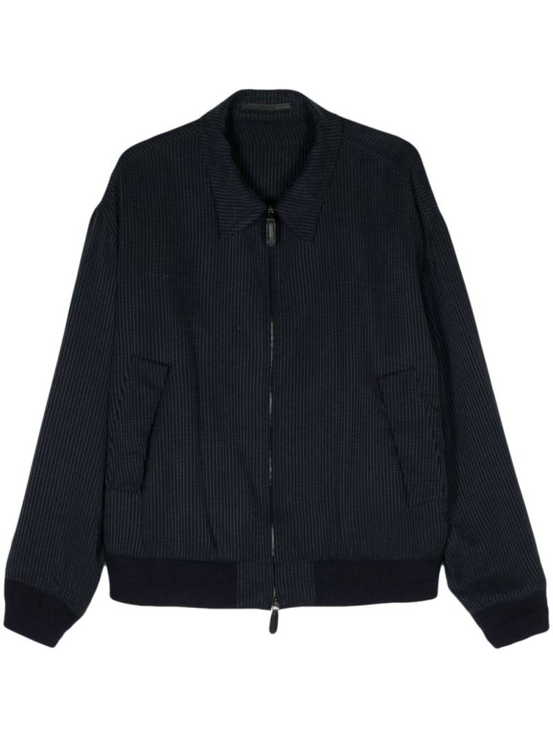 Giorgio Armani striped zip bomber jacket - Blue von Giorgio Armani