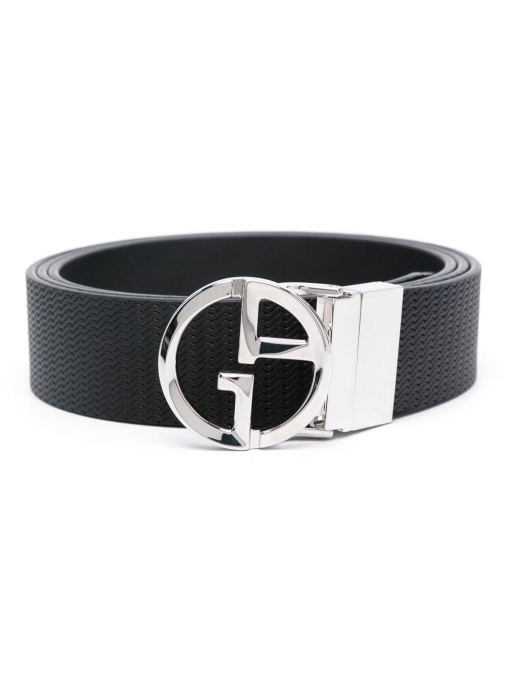 Giorgio Armani wavy-embossed leather belt - Black von Giorgio Armani