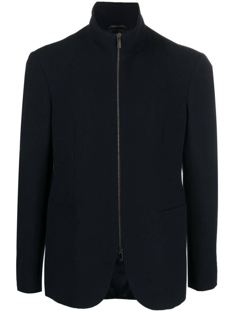 Giorgio Armani zip-up funnel-neck blazer - Blue von Giorgio Armani