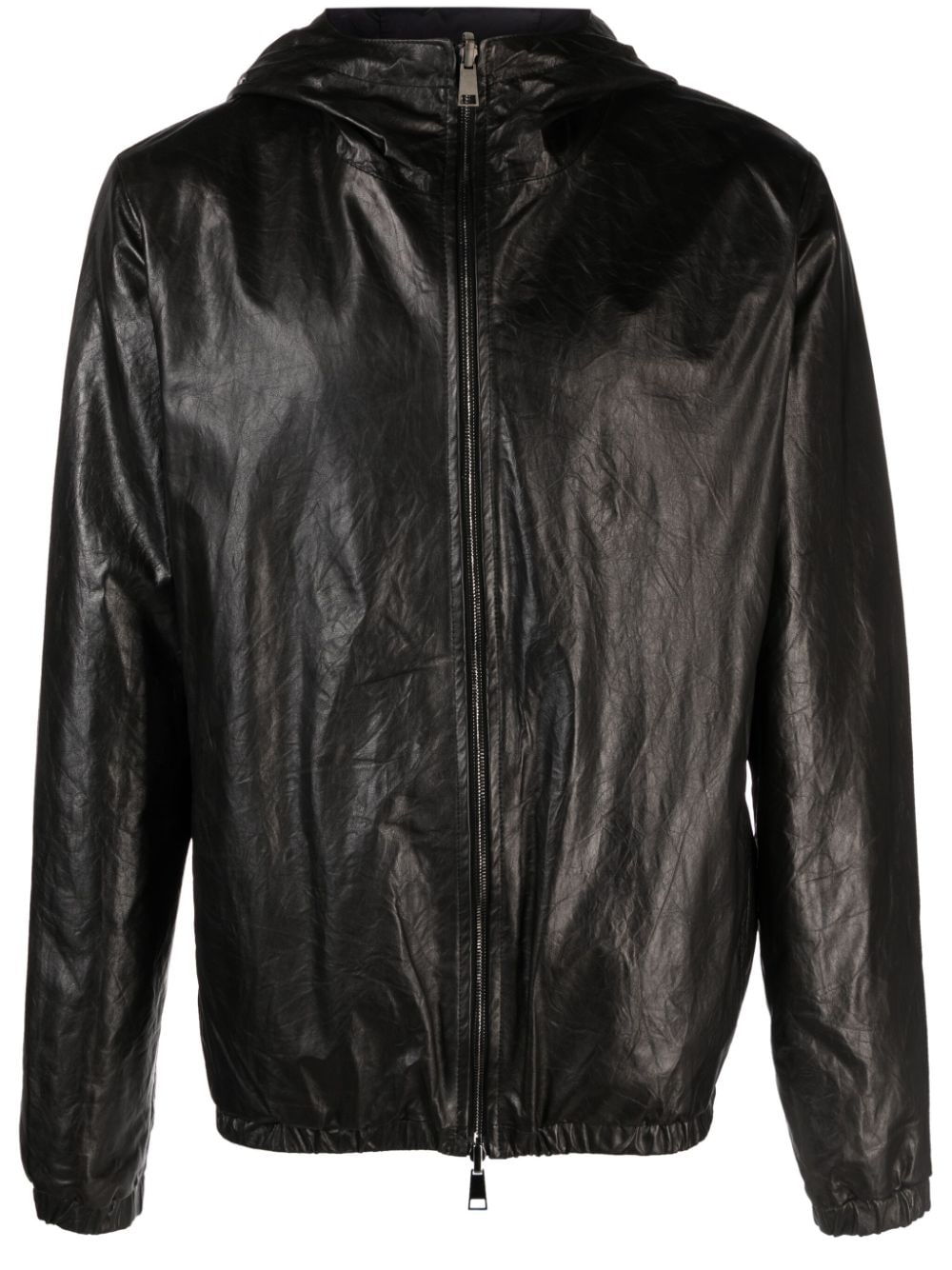 Giorgio Brato crinkled hooded leather jacket - Black von Giorgio Brato