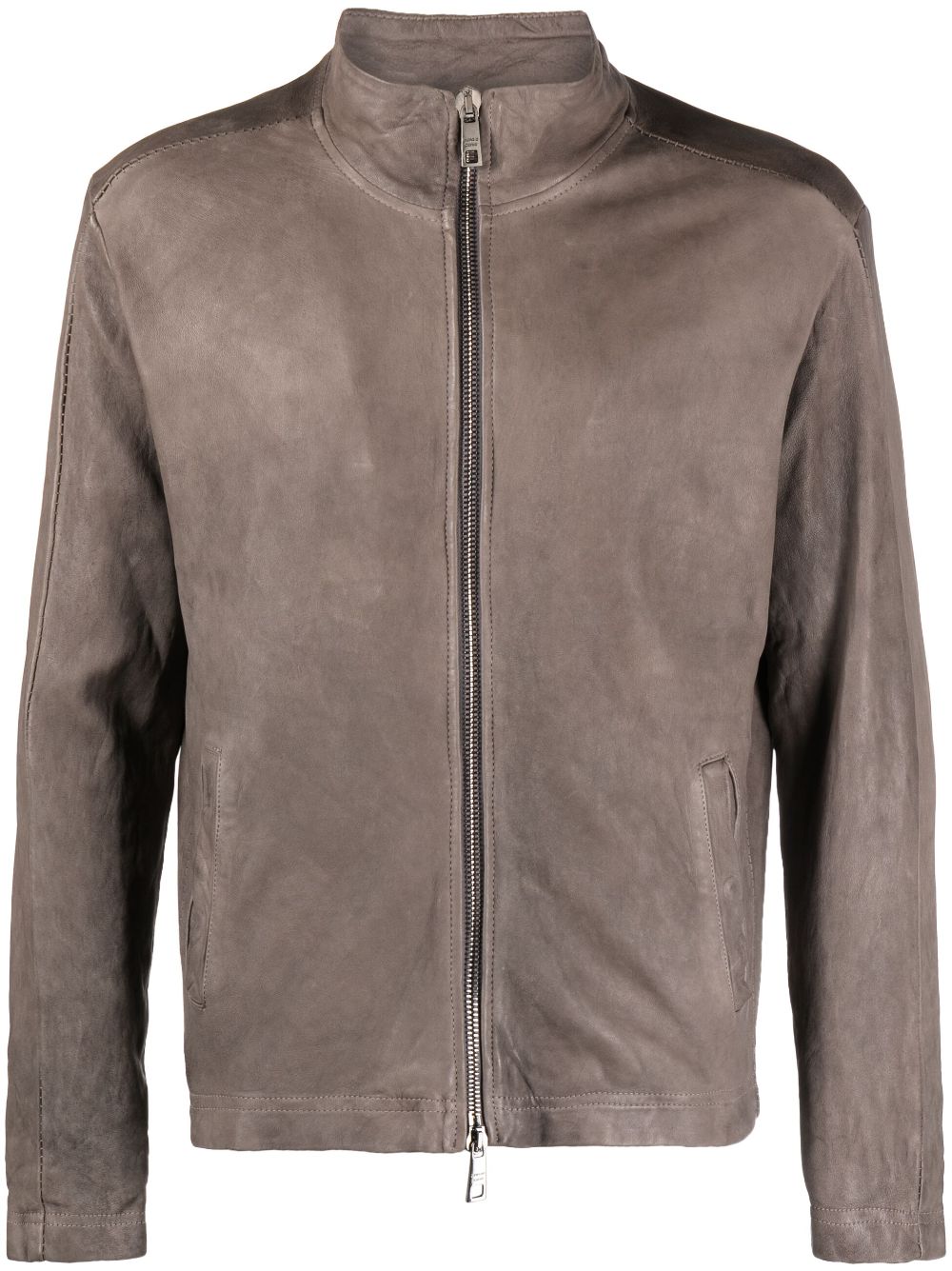 Giorgio Brato high-neck zip-up leather jacket - Grey von Giorgio Brato