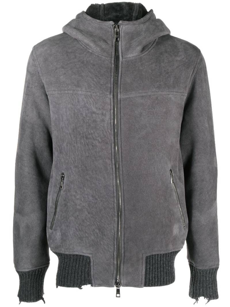 Giorgio Brato hooded zip-up leather jacket - Grey von Giorgio Brato