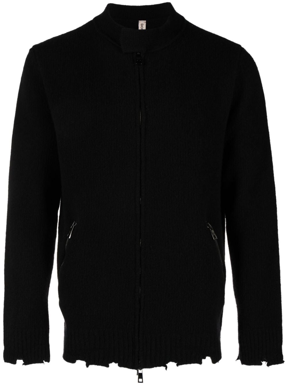 Giorgio Brato raw-cut edge zip-up cardigan - Black von Giorgio Brato