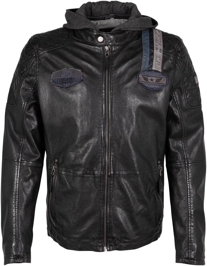 Mauritius Lederjacke »GMTinon«, mit Kapuze, im lässigen Bikerstyle, mit Badges, Reissverschluss von Mauritius