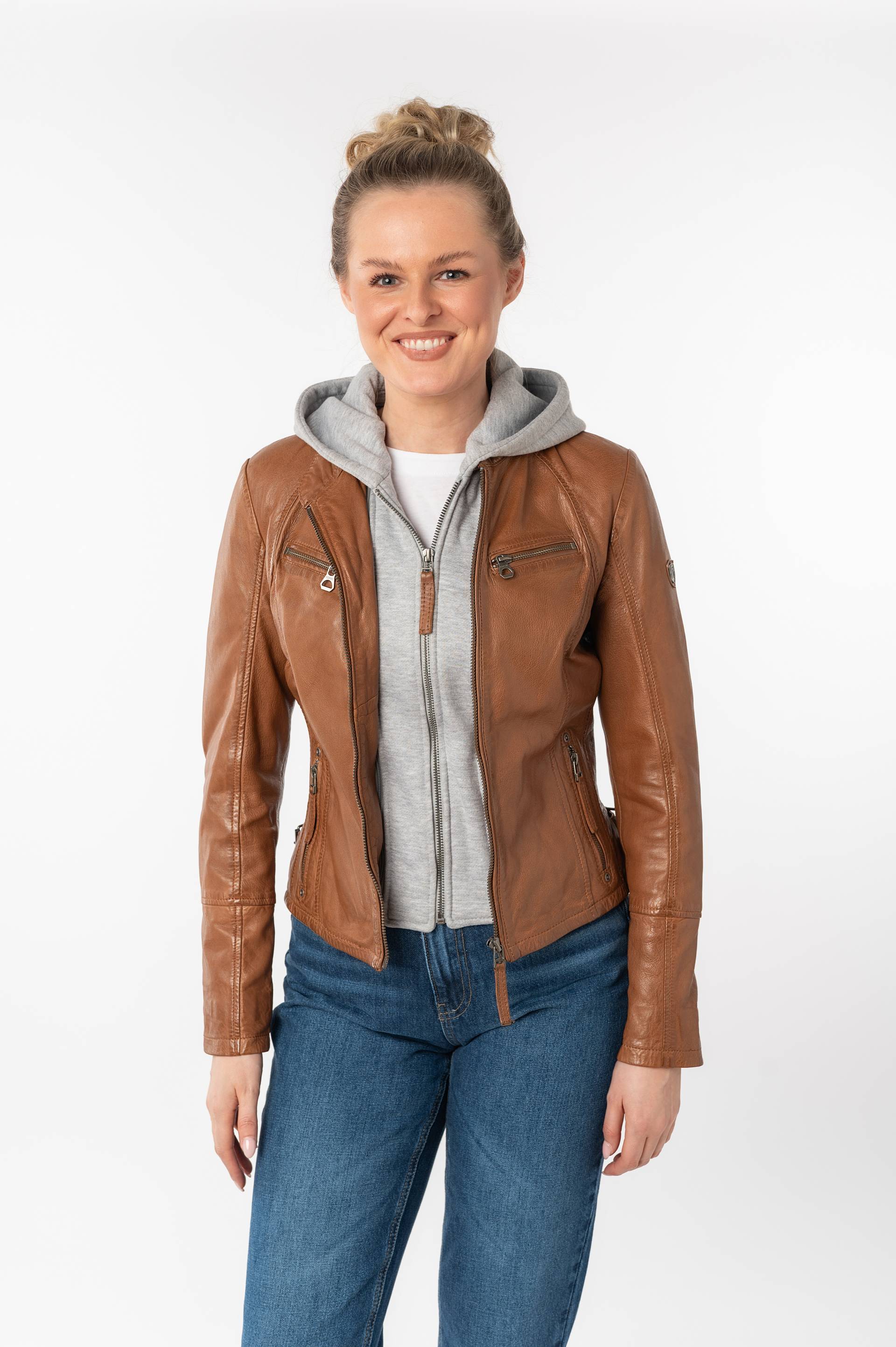 Mauritius Lederjacke »NOLA«, mit Kapuze, Two-in-One Style - mit abnehmbarer Jersey-Kapuze Mauritius Lederjacke »NOLA«, mit Kapuze, Two-in-One Style - mit abnehmbarer Jersey-Kapuze von Mauritius