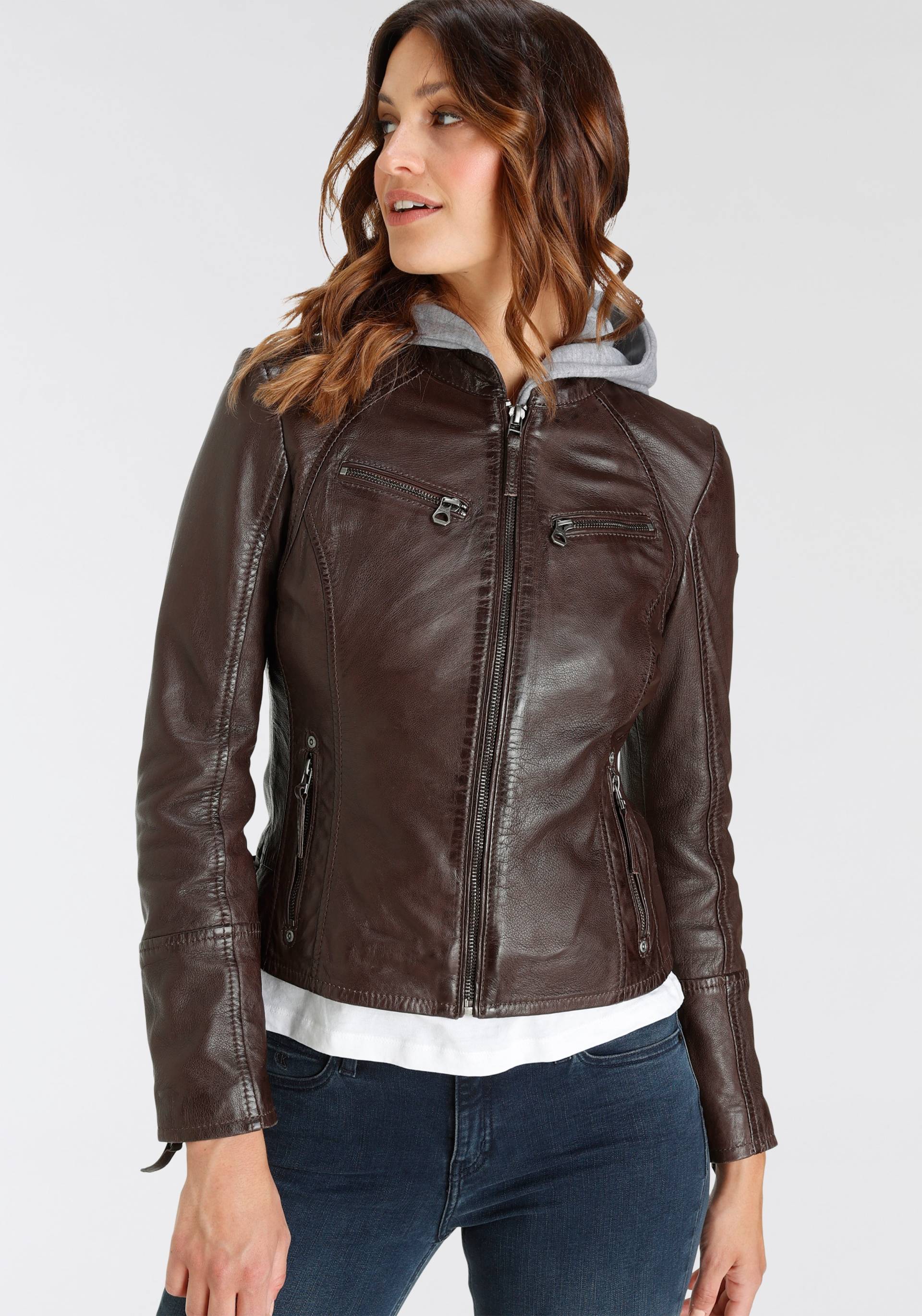 Mauritius Lederjacke »NOLA«, mit Kapuze, Two-in-One Style - mit abnehmbarer Jersey-Kapuze Mauritius Lederjacke »NOLA«, mit Kapuze, Two-in-One Style - mit abnehmbarer Jersey-Kapuze von Mauritius