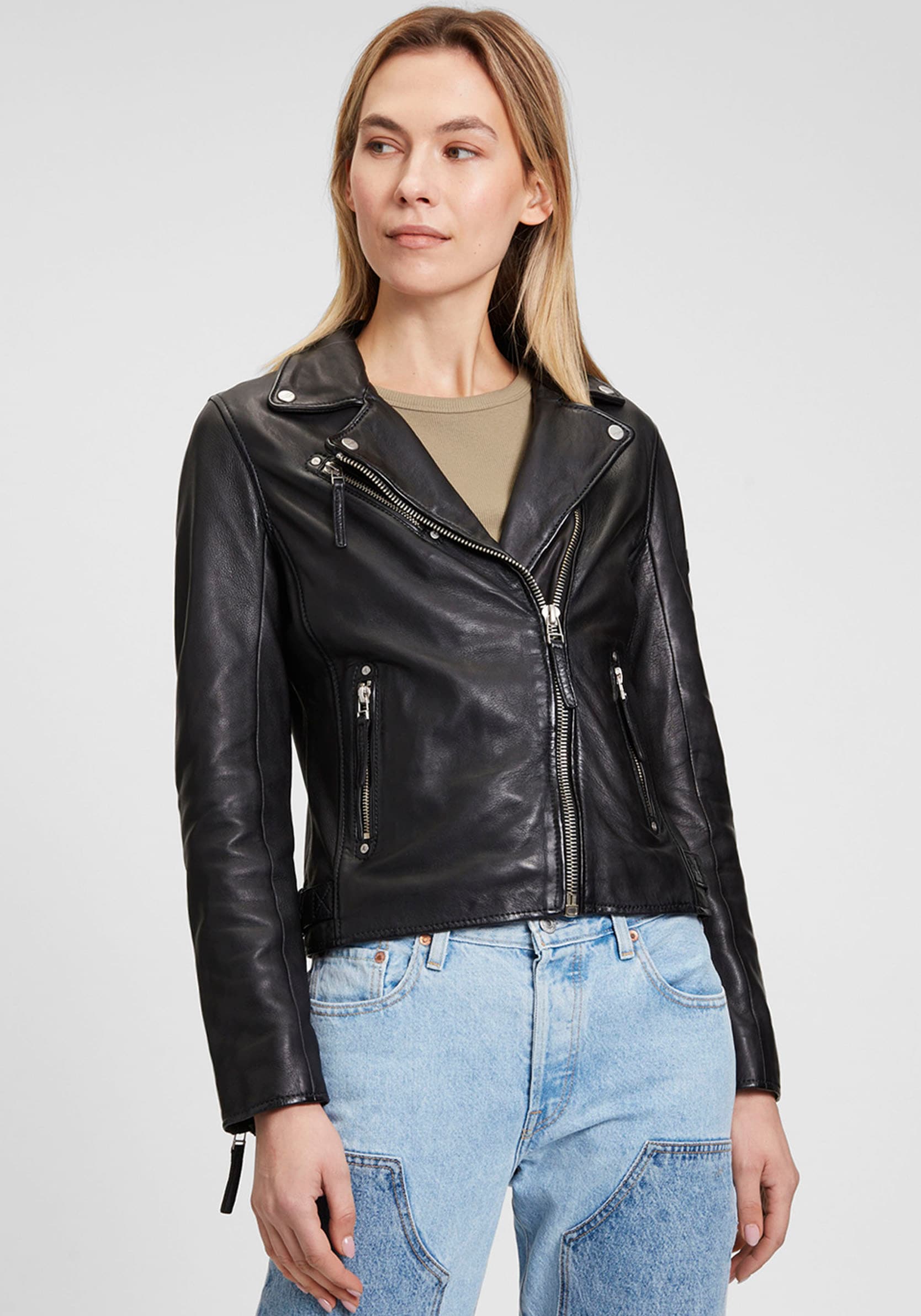 Mauritius Lederjacke »PGG W14 LEGV«, im Biker-Style, asymetrischem Reissverschluss, Reverskragen Mauritius Lederjacke »PGG W14 LEGV«, im Biker-Style, asymetrischem Reissverschluss, Reverskragen von Mauritius