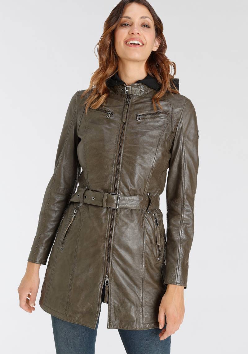 Mauritius Ledermantel »BENTE2«, (mit Gürtel), lange Lederjacke mit Gürtel & abnehmbarem Kapuzen-Inlay von Mauritius