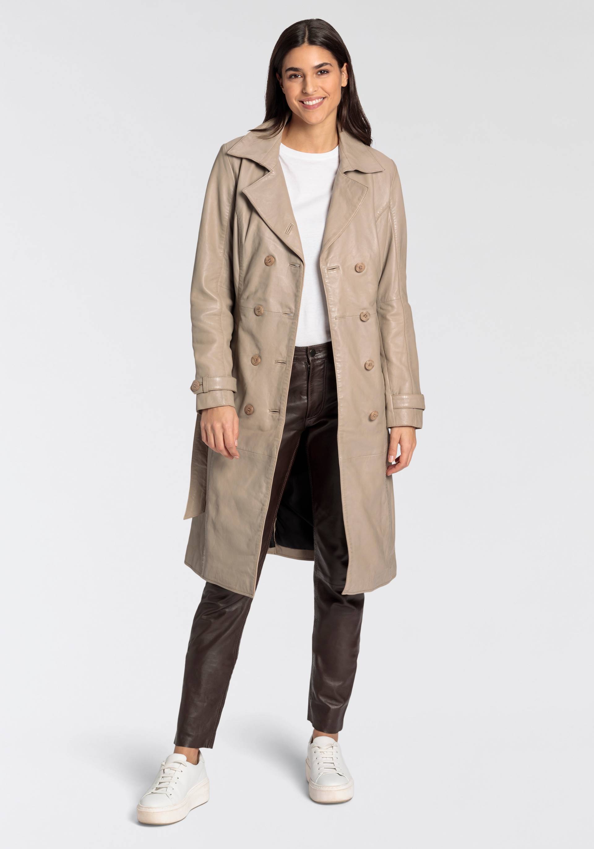 Gipsy Ledermantel »GWTaruh OT«, (2 tlg.), femininer Leder-Trenchcoat mit Bindegürtel von Gipsy