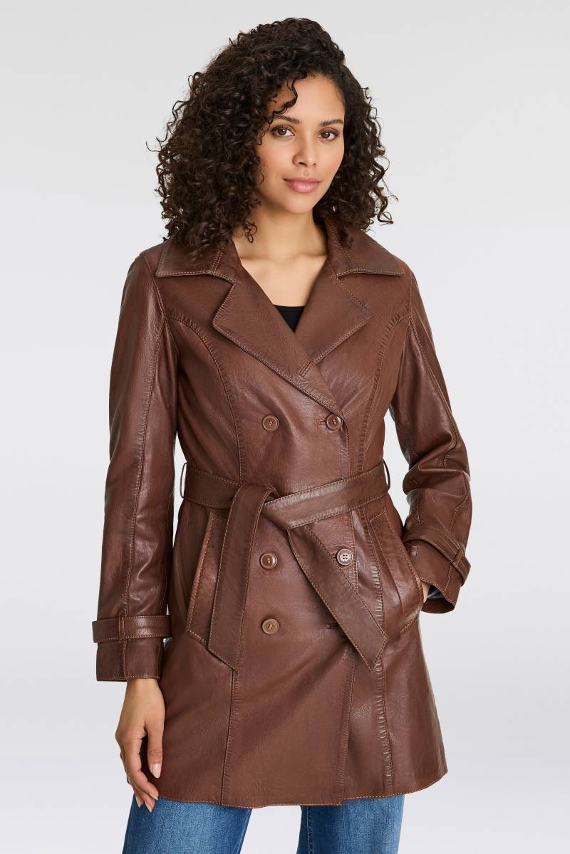 Mauritius Ledermantel »GWTaresa«, (2 tlg., mit Bindegürtel), Leder-Trenchcoat mit Bindegürtel von Mauritius