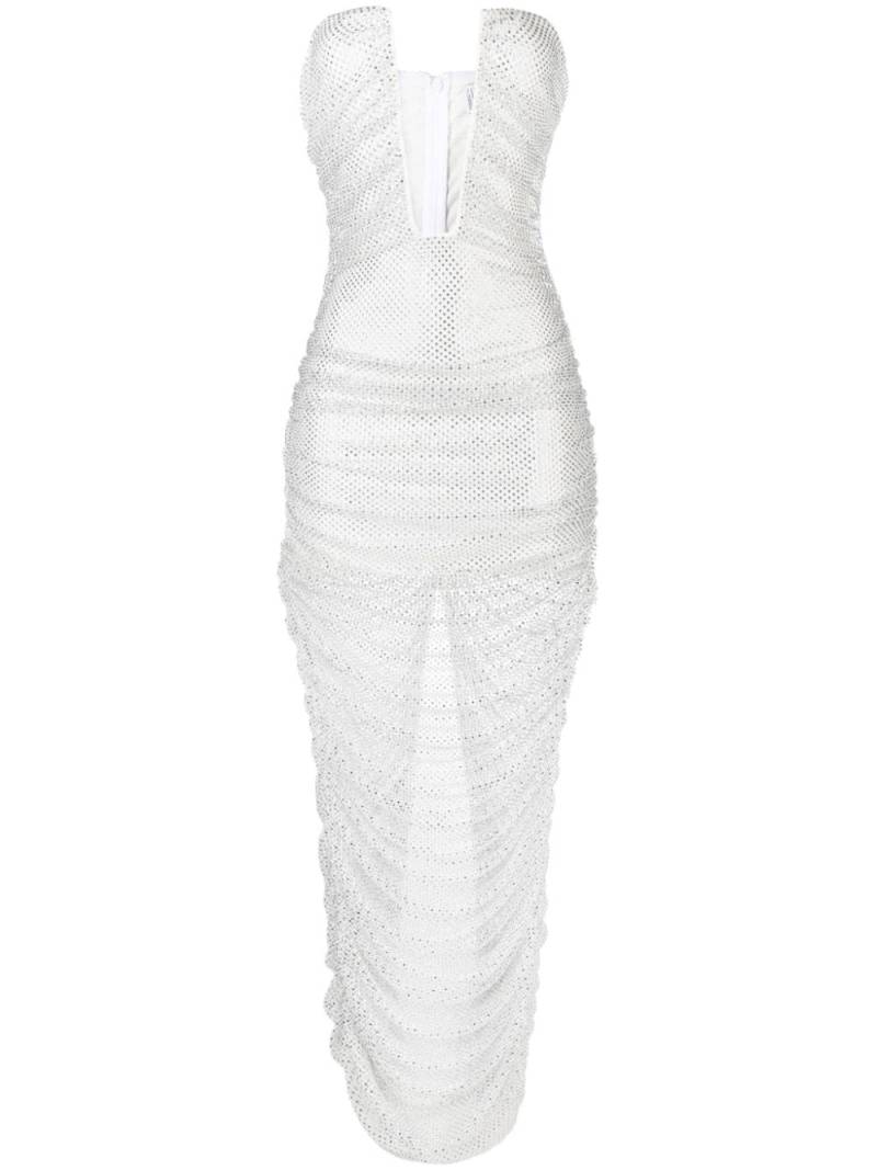 Giuseppe Di Morabito crystal-embellished mesh long dress - White von Giuseppe Di Morabito