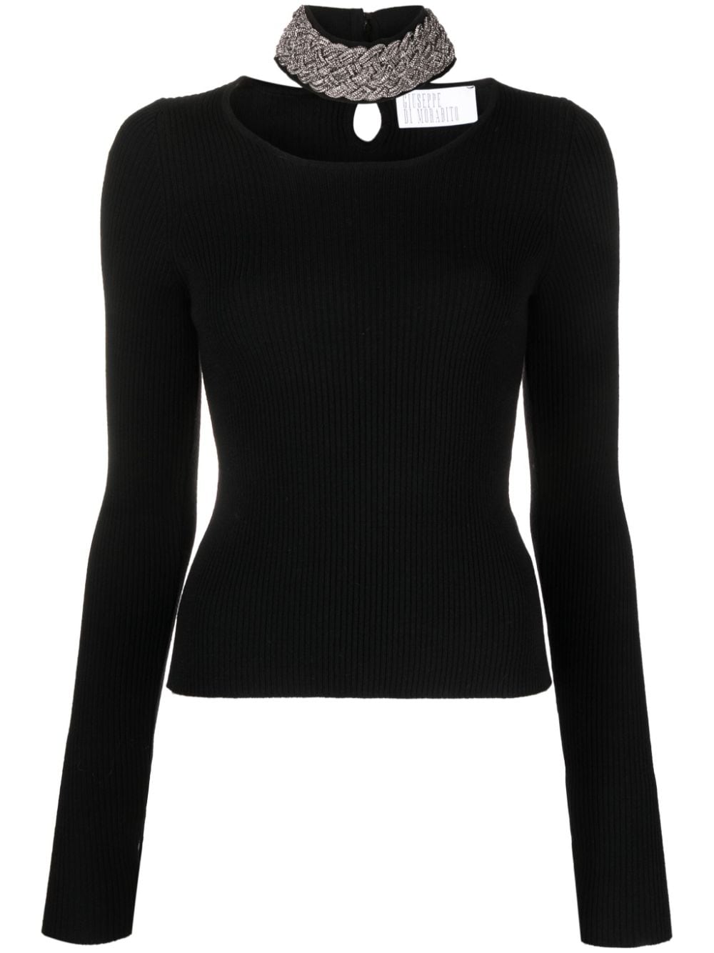 Giuseppe Di Morabito crystal-embellished ribbed-knit jumper - Black von Giuseppe Di Morabito