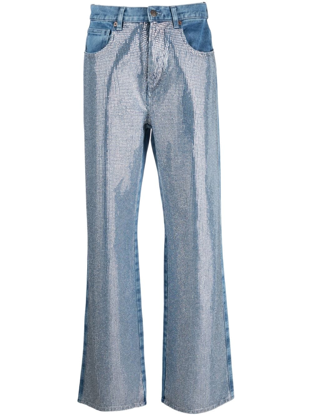 Giuseppe Di Morabito crystal-embellished straight-leg jeans - Blue von Giuseppe Di Morabito