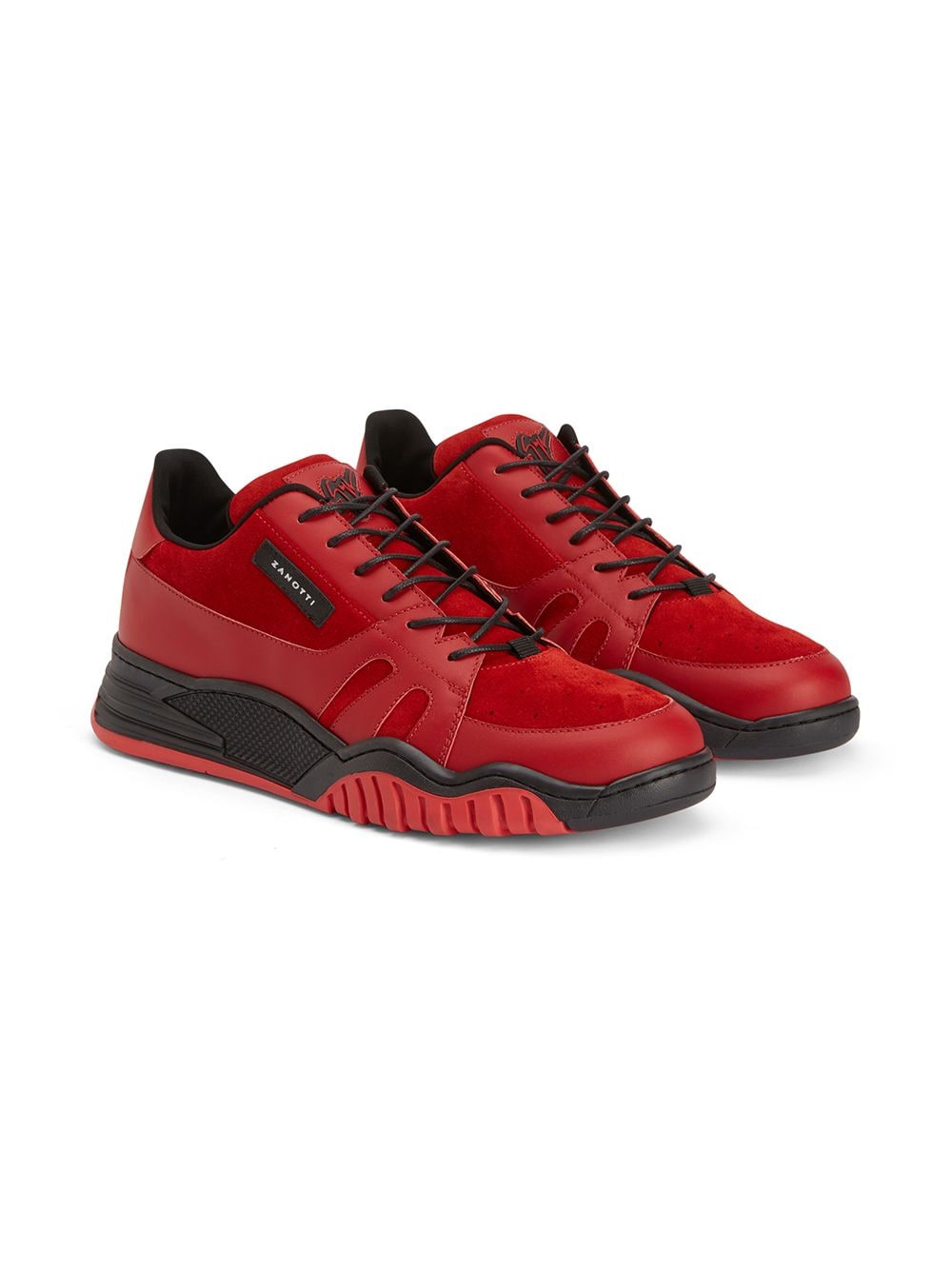 Giuseppe Junior logo-patch lace-up sneakers - Red