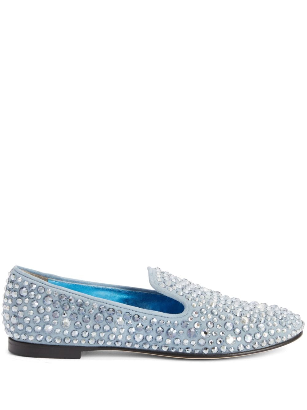 Giuseppe Zanotti Evangeline rhinestone-embellished suede loafers - Blue von Giuseppe Zanotti