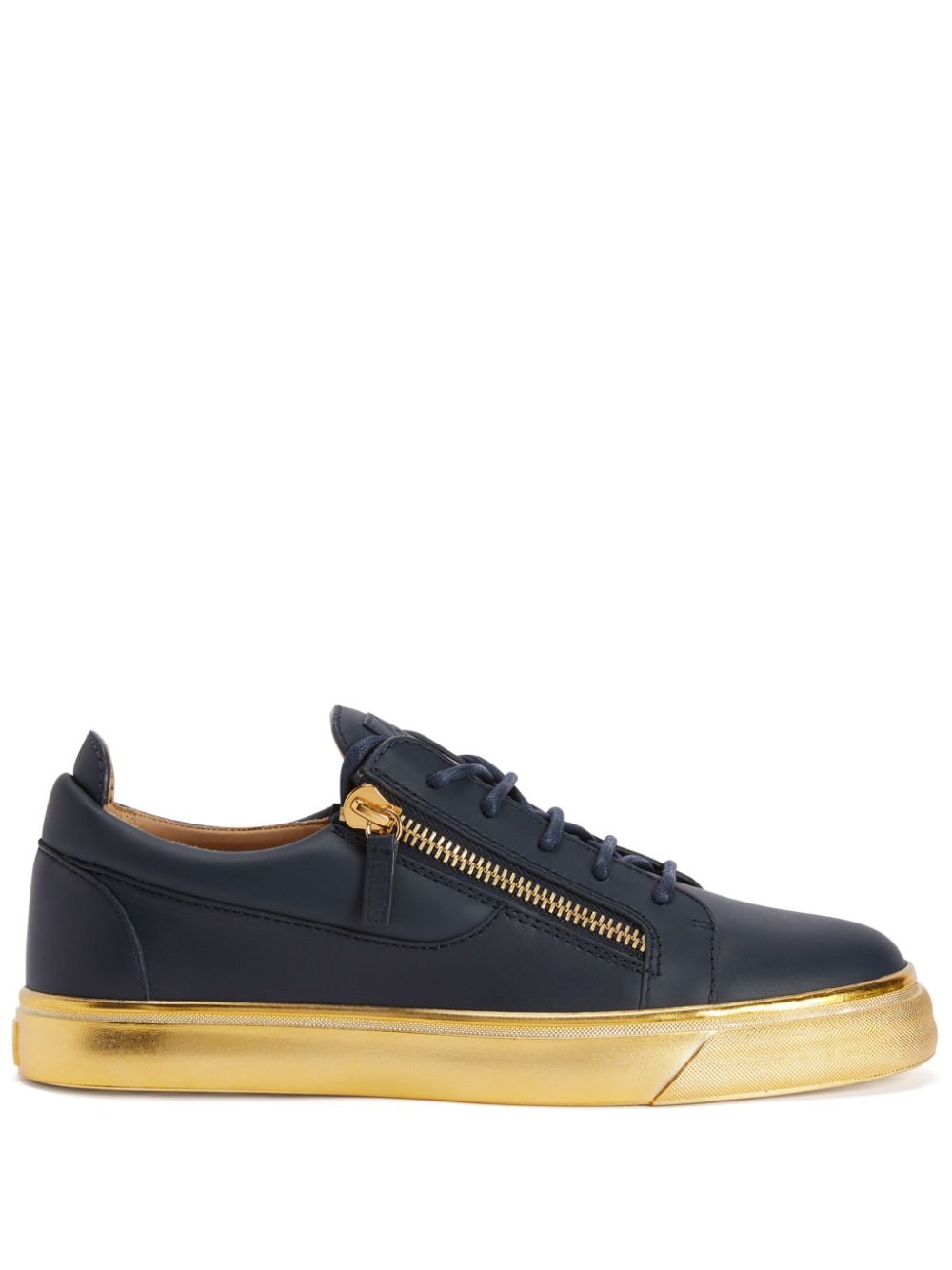 Giuseppe Zanotti Frankie metallic-sole leather sneakers - Blue von Giuseppe Zanotti