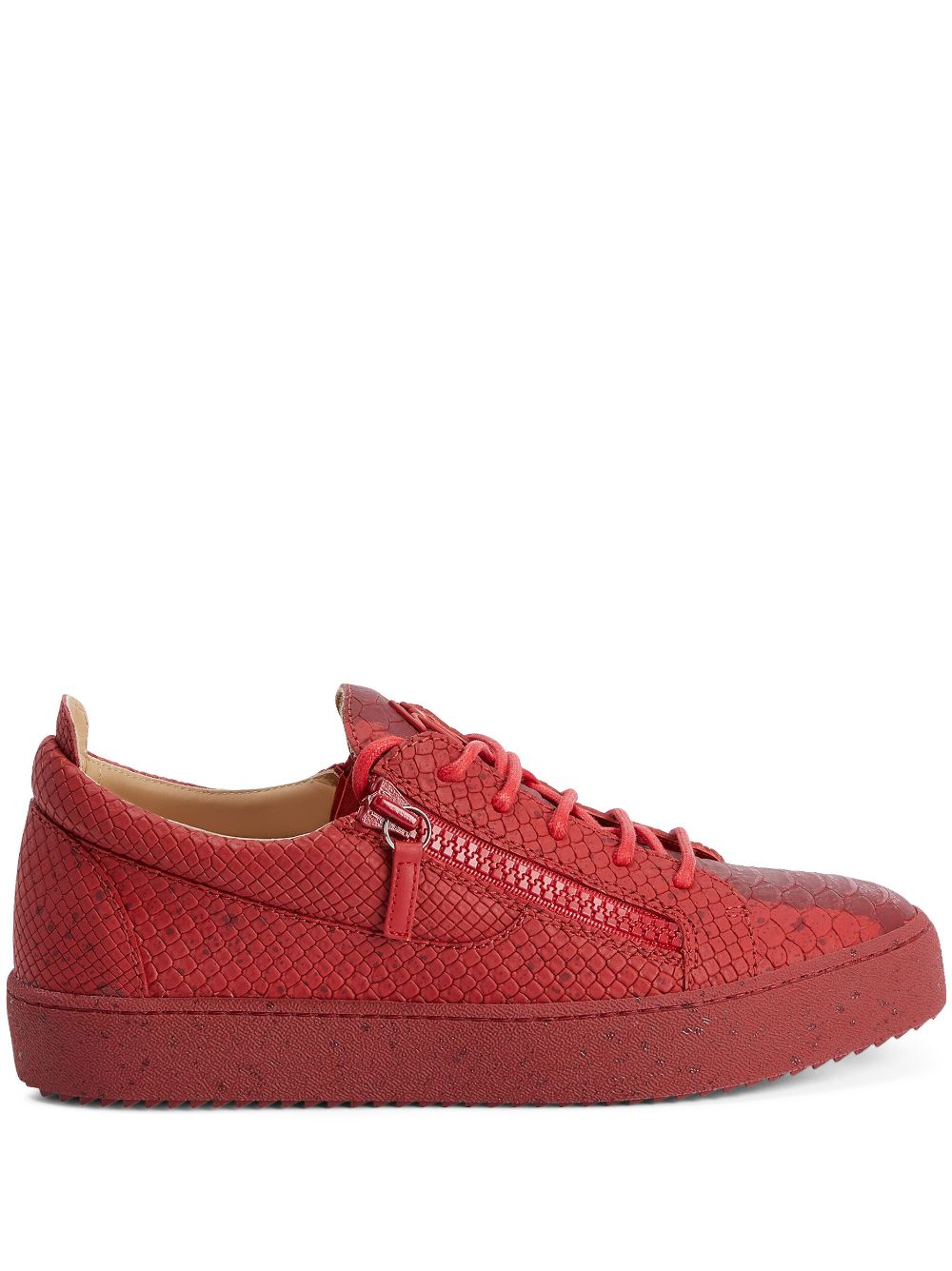 Giuseppe Zanotti Frankie snakeskin-effect low-top leather sneakers - Red von Giuseppe Zanotti