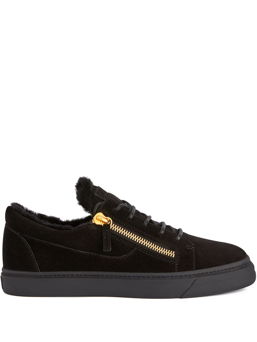 Giuseppe Zanotti Frankie shearling-trimmed sneakers - Black von Giuseppe Zanotti