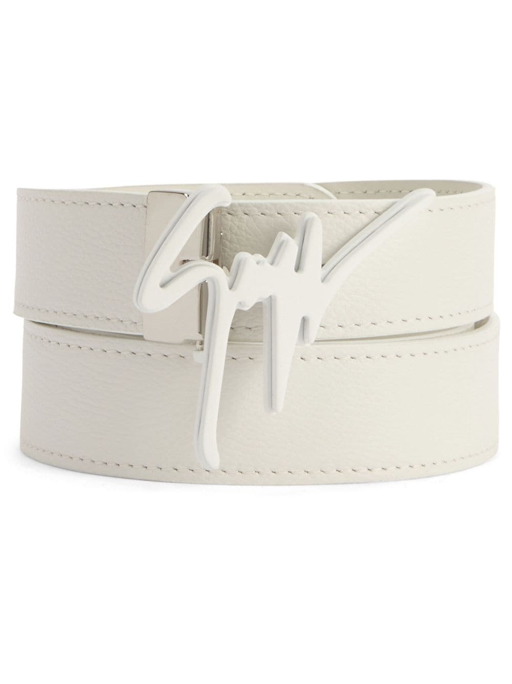 Giuseppe Zanotti Giuseppe grained-texture leather belt - White von Giuseppe Zanotti