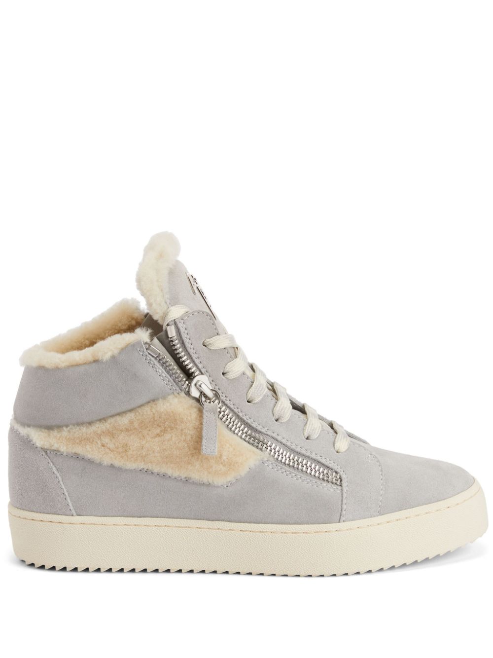 Giuseppe Zanotti Kriss shearling-trim high-top sneakers - Grey von Giuseppe Zanotti