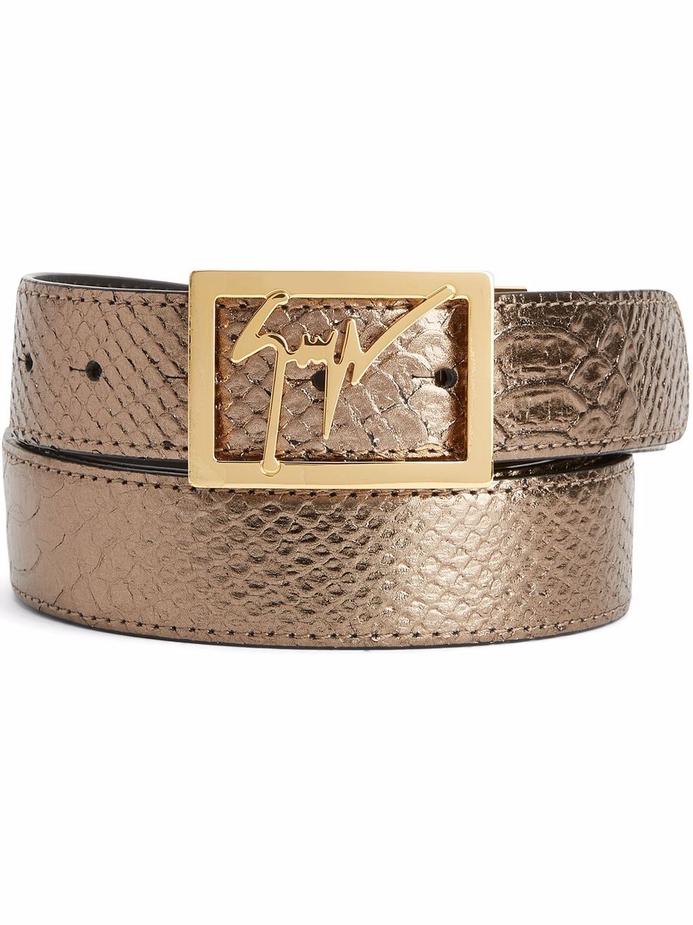 Giuseppe Zanotti Linum logo-buckle leather belt - Neutrals von Giuseppe Zanotti