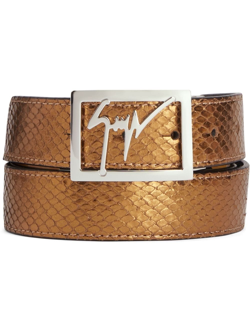 Giuseppe Zanotti Linum snakeskin-effect leather belt - Brown von Giuseppe Zanotti