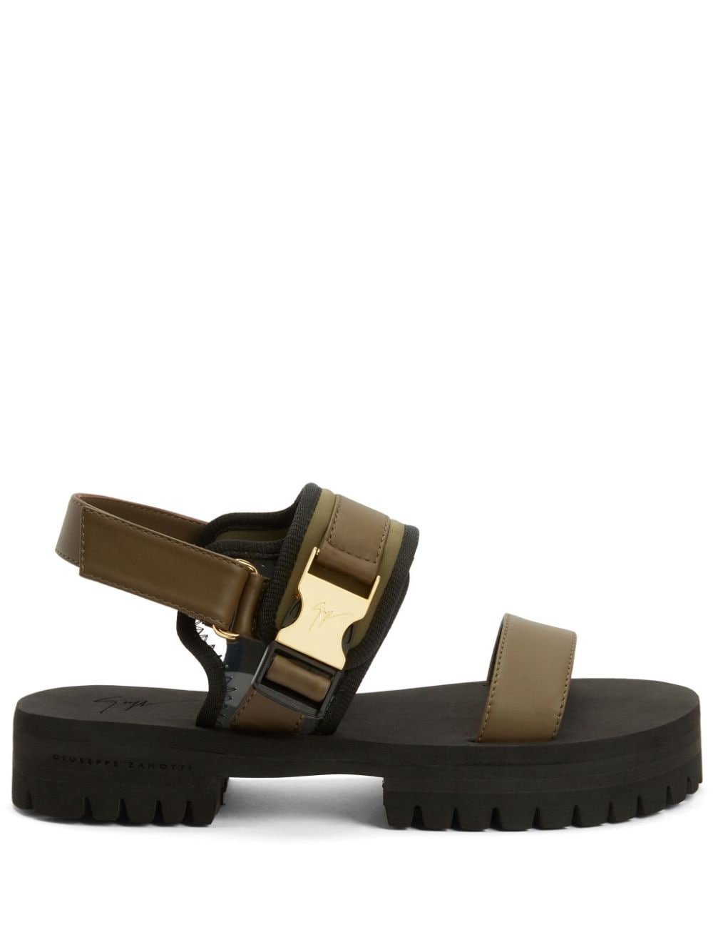 Giuseppe Zanotti Mederic logo-buckle leather sandals - Green von Giuseppe Zanotti