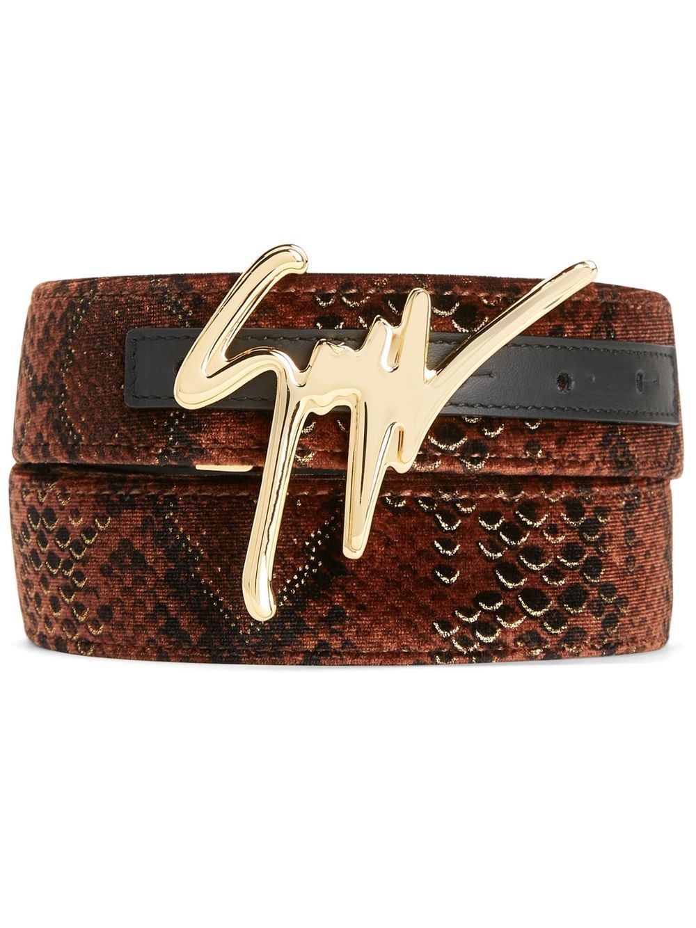 Giuseppe Zanotti Signature buckle snakeskin-effect belt - Brown von Giuseppe Zanotti