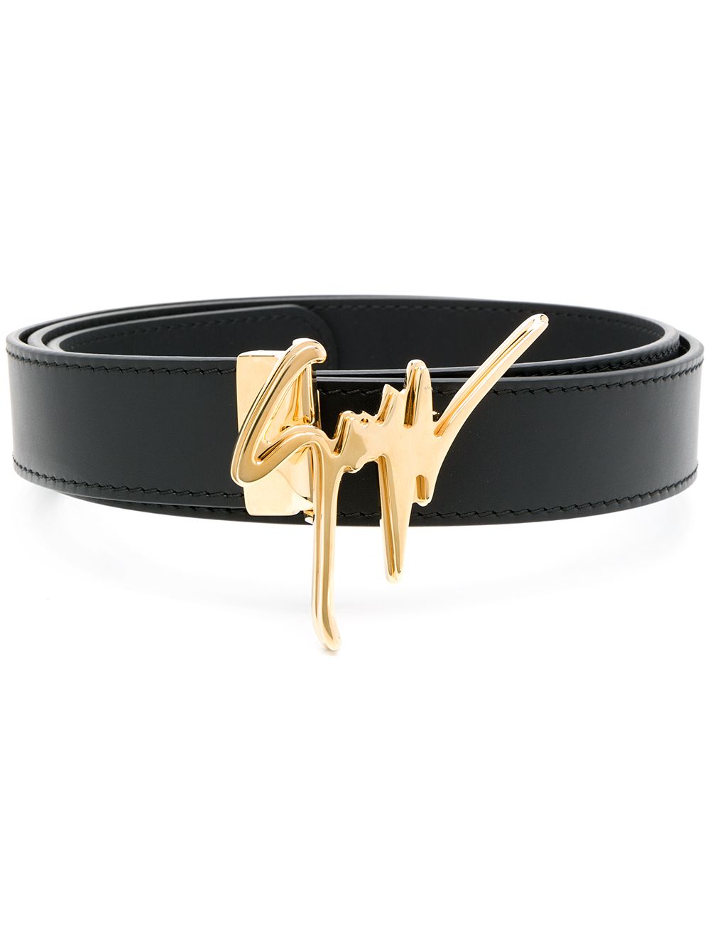 Giuseppe Zanotti gold logo plaque belt - Black von Giuseppe Zanotti