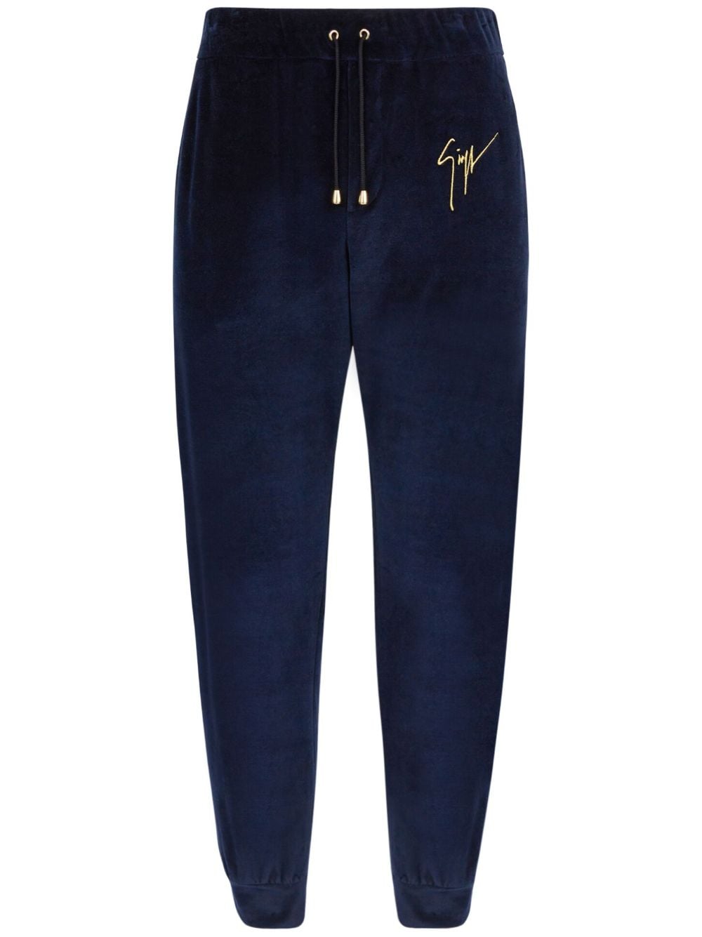 Giuseppe Zanotti logo-embroidered velvet track pants - Blue von Giuseppe Zanotti