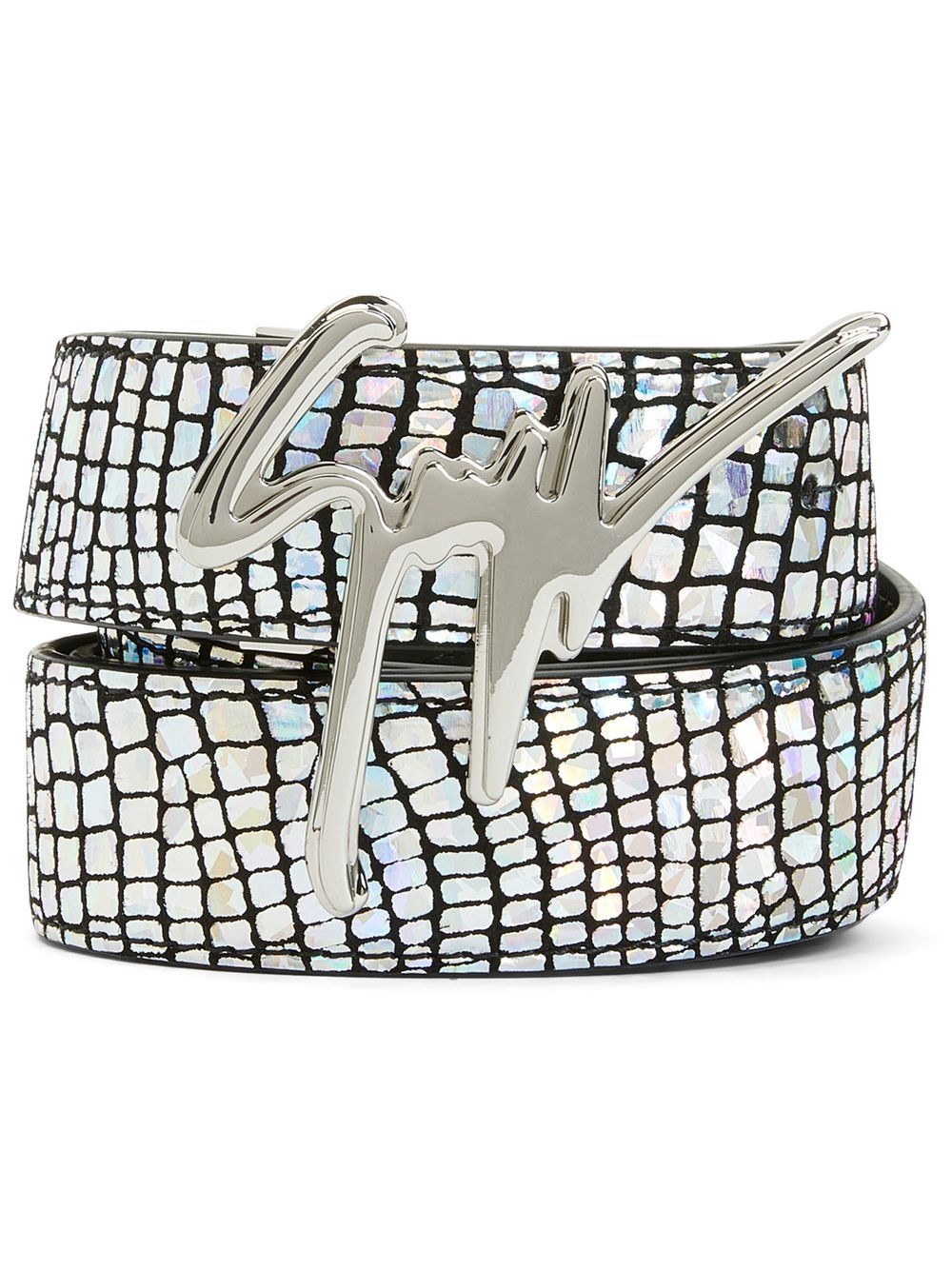 Giuseppe Zanotti logo-plaque suede belt - Silver von Giuseppe Zanotti