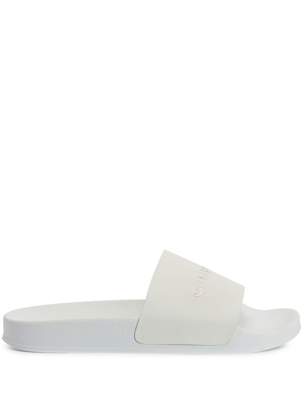 Giuseppe Zanotti logo-print flat slides - White von Giuseppe Zanotti