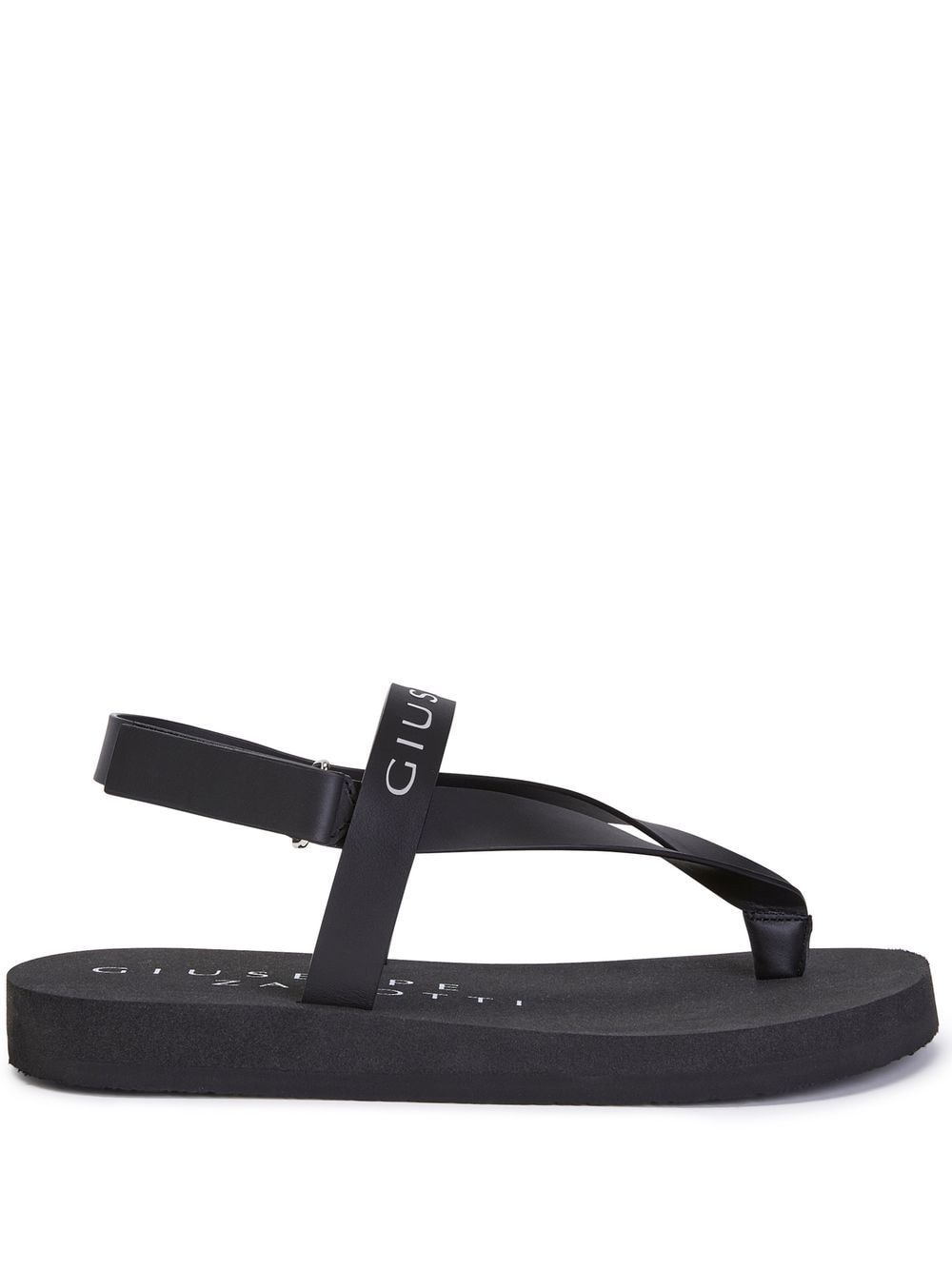 Giuseppe Zanotti logo-print thong-strap sandals - Black von Giuseppe Zanotti