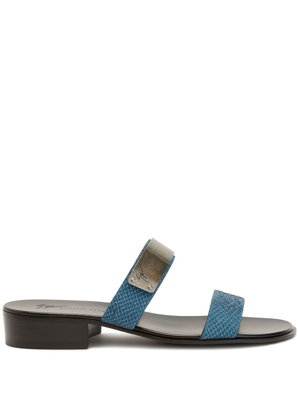 Giuseppe Zanotti metal-plaque snakeskin-effect sandals - Blue von Giuseppe Zanotti