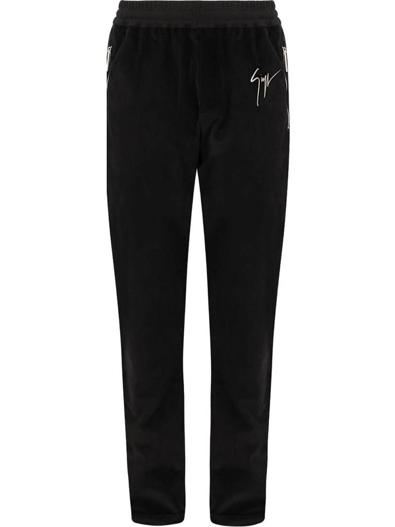 Giuseppe Zanotti satin-trim velvet trousers - Black von Giuseppe Zanotti