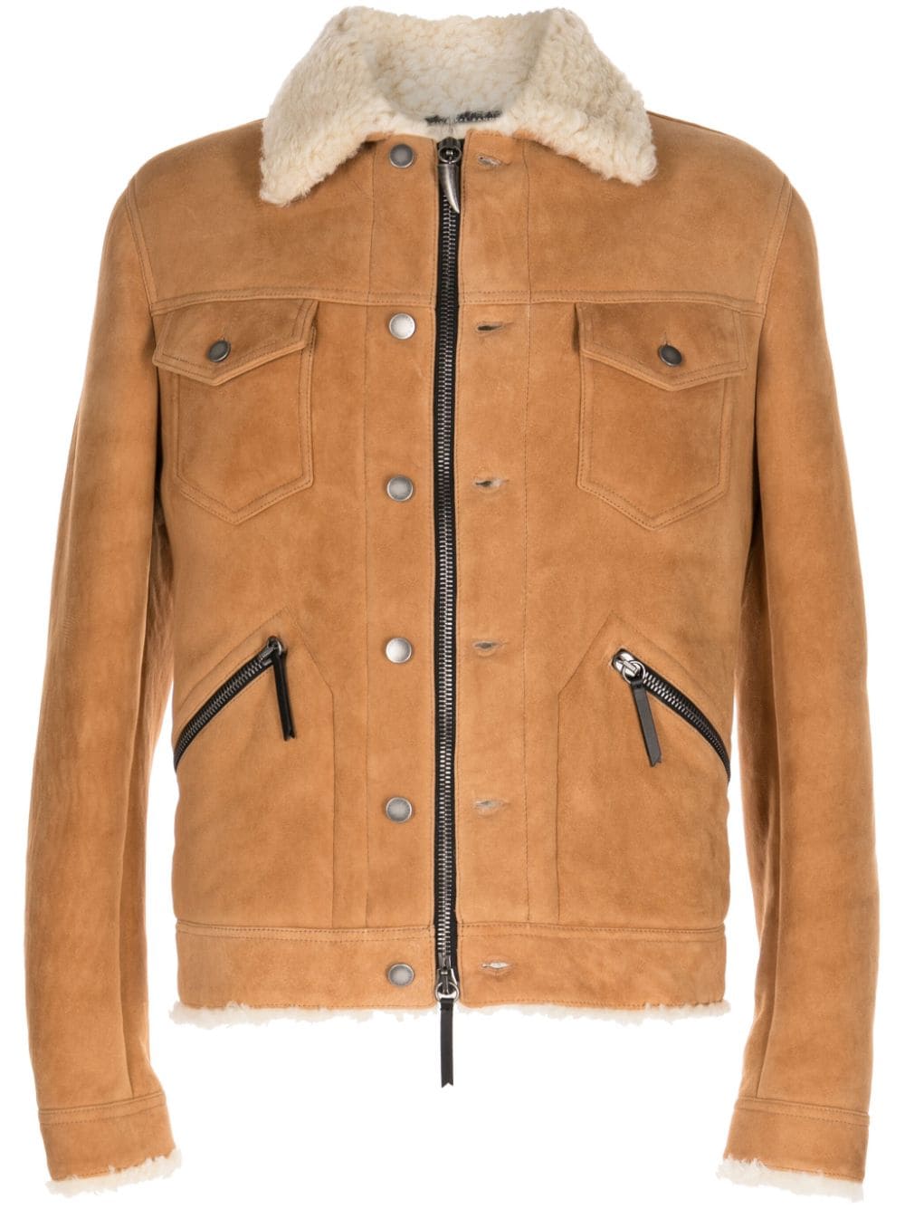 Giuseppe Zanotti shearling-collar suede jacket - Brown von Giuseppe Zanotti