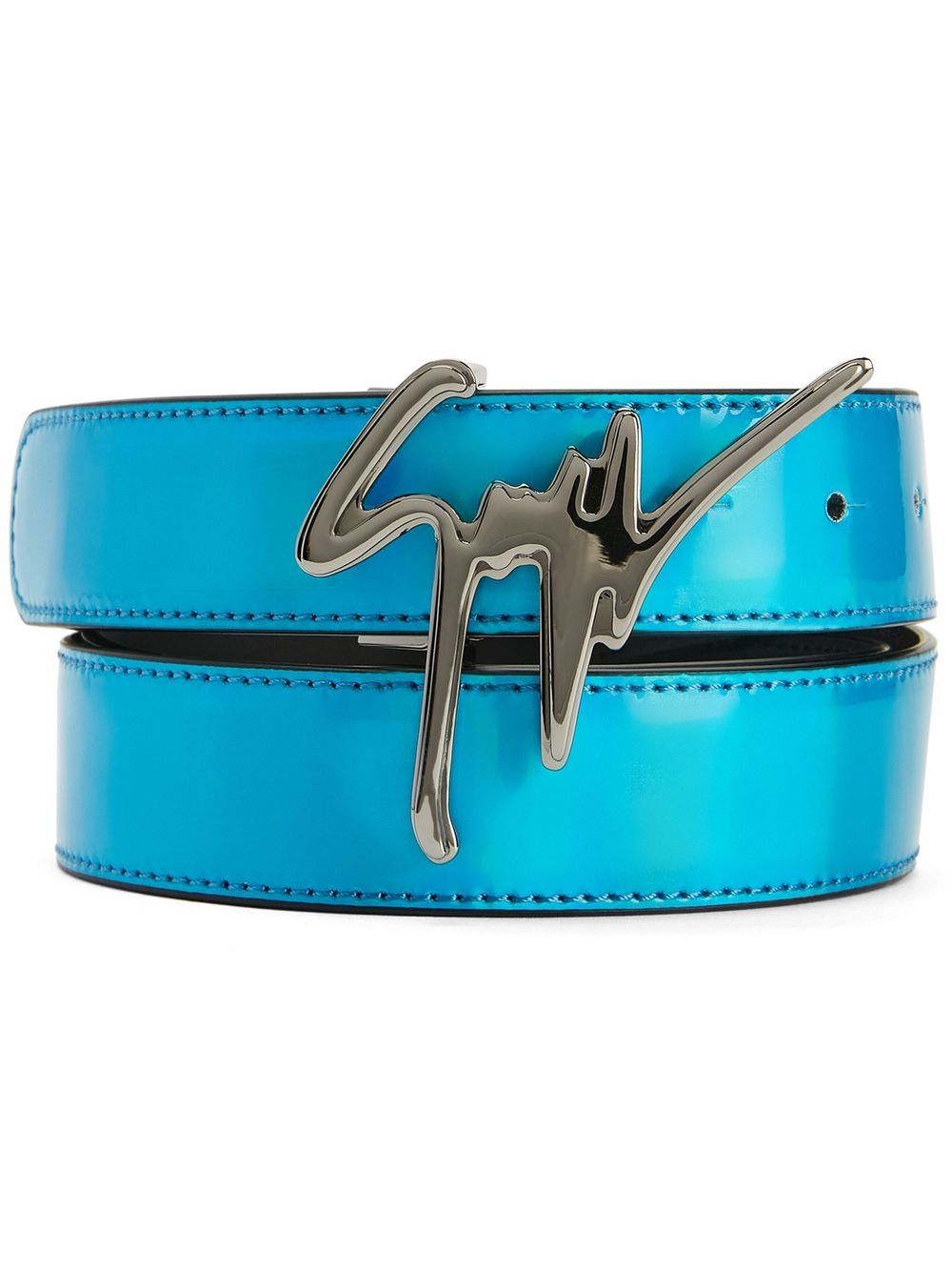 Giuseppe Zanotti signature-buckle leather belt - Blue von Giuseppe Zanotti