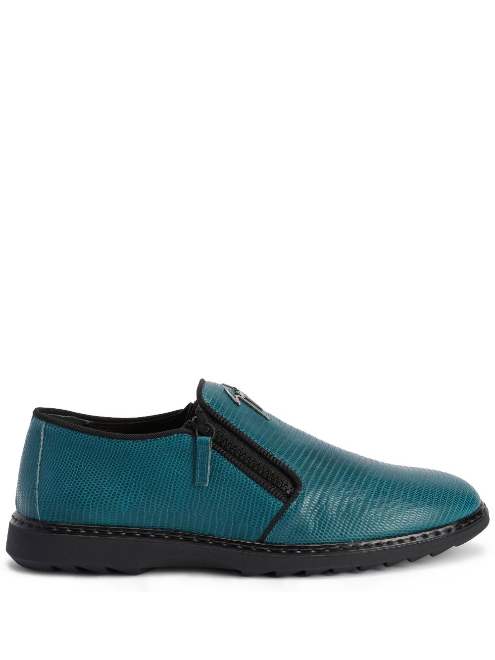 Giuseppe Zanotti snake-skin effect leather loafers - Blue von Giuseppe Zanotti