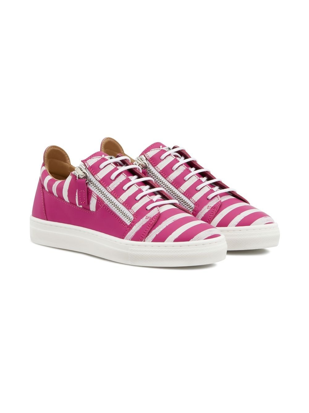 Giuseppe Zanotti striped-detail leather sneakers - Pink