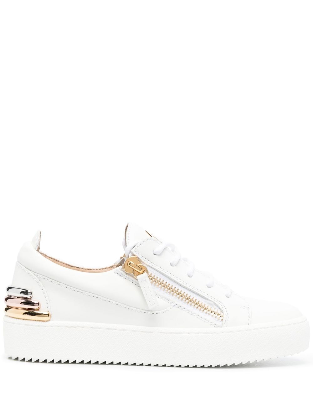 Giuseppe Zanotti zip-details leather sneakers - White von Giuseppe Zanotti