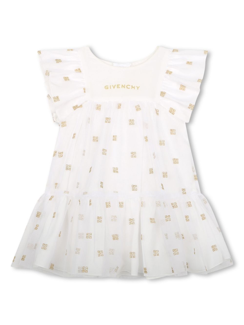 Givenchy Kids 4G-embroidered mesh dress - White von Givenchy Kids