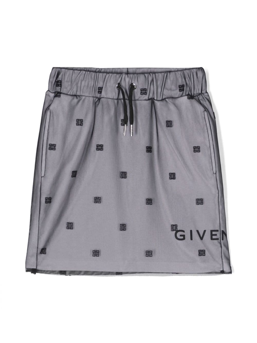 Givenchy Kids 4G-motif mesh-overlay cotton skirt - Black von Givenchy Kids